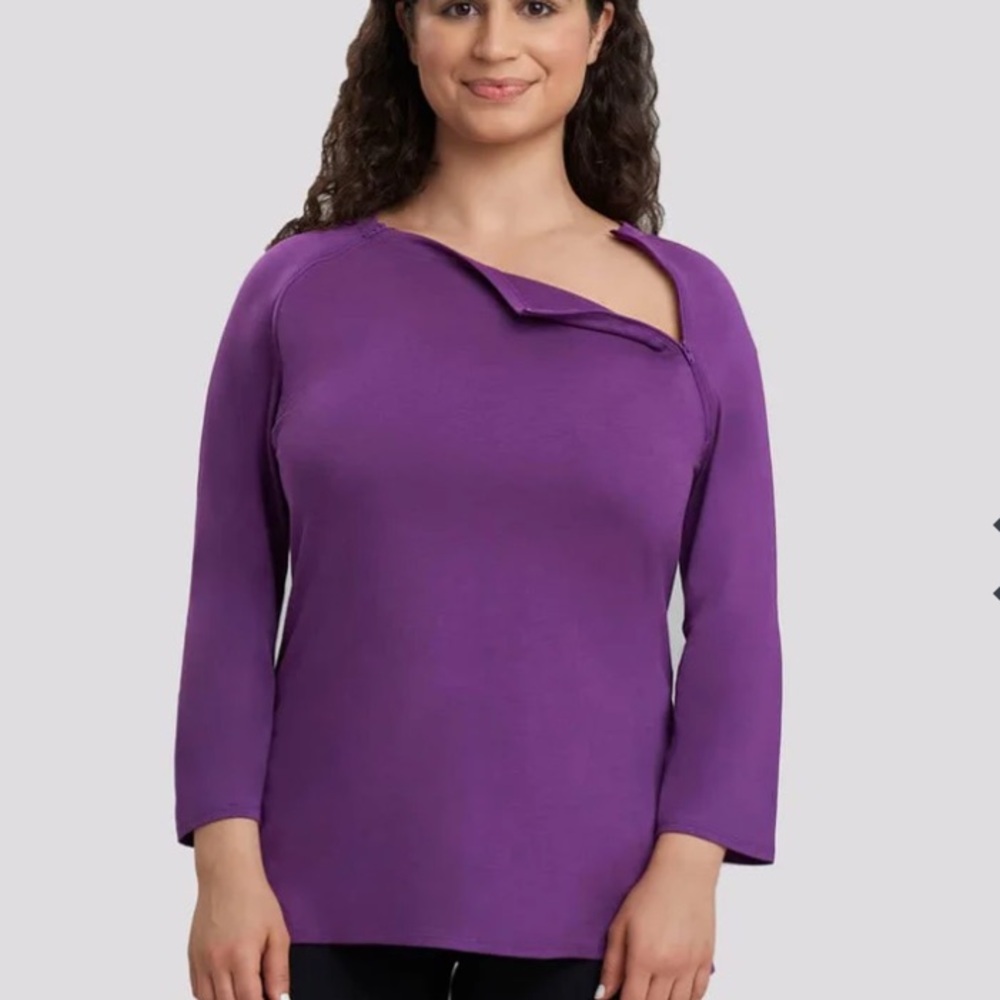 Care+Wear Womens Chest Port Access Shirt in Plum Purple